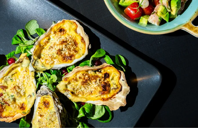 Gratinierte Speckaustern